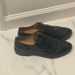 Franco Sarto Black Patent Leather Leather Loafers